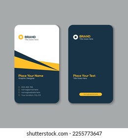 Vector printable and editable horizontal and vertical double sided clean modern corporate business card template design