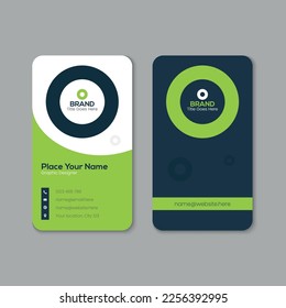 Vector printable and editable horizontal and vertical double sided clean modern corporate business card template design