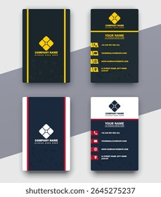Vector printable and editable horizontal and vertical double sided clean modern corporate business card template design.