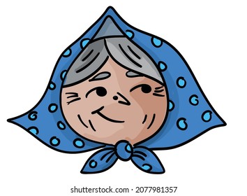 Vector printable illustration: cartooned grandmother's head