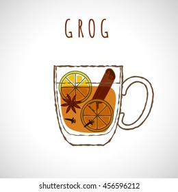 vector printable illustration of isolated cup of grog