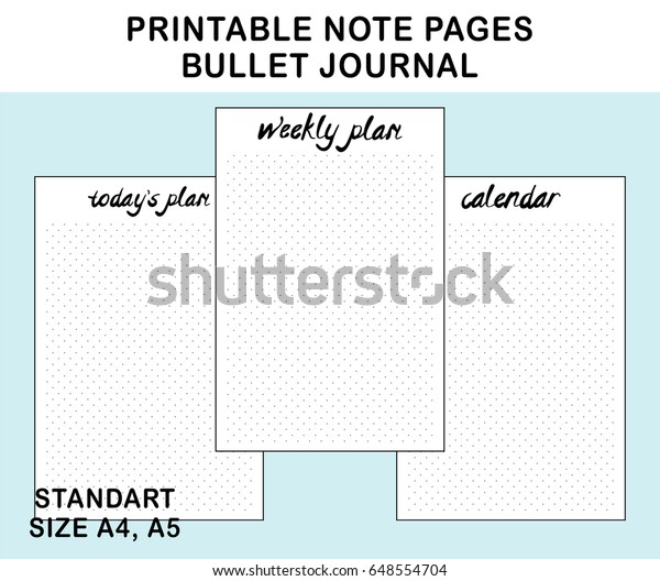 Vector Printable Notice Webpages Bullet Magazine Inventory Vector photograph relating to Bullet Journal Calendar Printable called Vector Printable Take note Web pages Bullet Magazine Inventory Vector