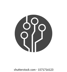 Vector printed circuit board human brain vector icon. Concept illustration vector icon of cpu in the center of computer system. vector icon