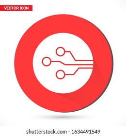 Vector printed circuit board human brain vector icon. Concept illustration vector icon of cpu in the center of computer system. vector icon