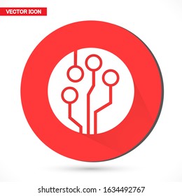 Vector printed circuit board human brain vector icon. Concept illustration vector icon of cpu in the center of computer system. vector icon