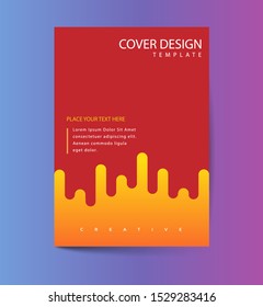 Vector printed cover template with abstract colorful shapes. Cool gradient line shapes composition .