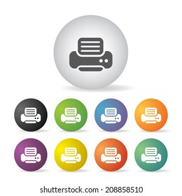 vector printer button icon set 