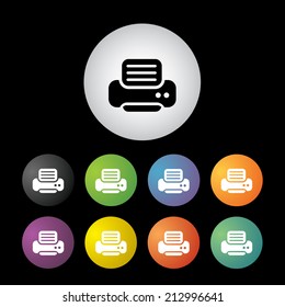vector printer button icon set  
