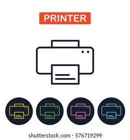 Vector printer icon. Gaget imaige.  Simple thin line icon for websites, web design, mobile app, infographics.