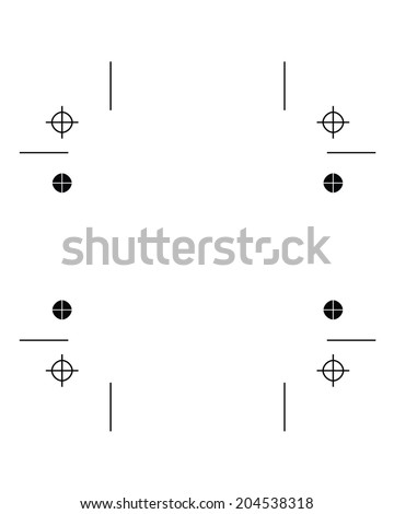 Vector printer trim, crop and registration mark template