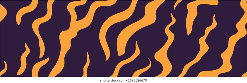 Vector printing illustration for fabric. Tiger skin color background illustration. Simple background with orange flame pattern. Seamless.