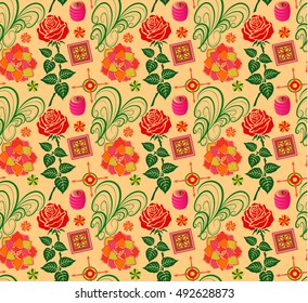 Vector printing on fabric, clothes. hand painted ethnic flower pattern, square, arrow, barrel, figure 1. Seamless abstract flowers.. Decorative elements for design. EPS 10