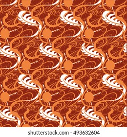 Vector printing on fabric, clothes. hand painted ethnic floral pattern, leaves, circles, swirls. Seamless abstract flowers.. decorative elements for design. EPS 10