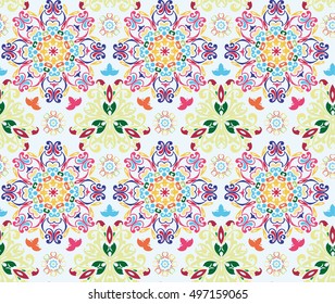 Vector printing on fabric, clothes. hand painted ethnic floral pattern, leaves, circles, swirls. Seamless abstract flowers. decorative elements for design. EPS 10