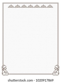 Vector printing paper note for bullet journal. Vintage paper page for notebook, diary, letters, notes, school notes, workbook. Cute romantic corners, dotted sheet. A4 size 