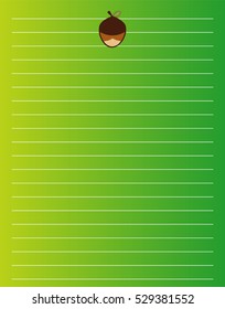 Vector printing paper note. Cute paper page for notebook, diary, letters, school notes, workbook. Beautiful colored background, lined sheet 
