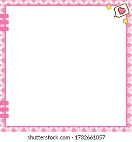 Vector printing paper note. Kawaii blank for drawing, sketchbook,  notebook, diary, letters, planners, notes.  Cute design with cute pink background, clips and stars on paper