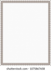 Vector printing paper note. Vintage paper page for notebook, diary, letters, notes, school notes, workbook. Cute romantic frame, dotted sheet. A4 size