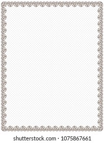 Vector printing paper note. Vintage paper page for notebook, diary, letters, notes, school notes, workbook. Cute romantic frame, dotted sheet. A4 size