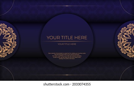 Diseño de invitación listo para impresión vectorial con ornamentos de lujo. Plantilla de banner morado con ornamentos griegos de lujo para su diseño.