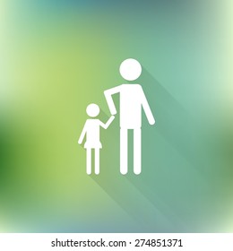 Vector priority seating people icon with long shadow on blurred background