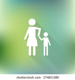 Vector priority seating people icon with long shadow on blurred background