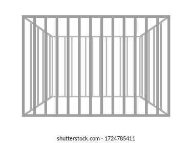 Vector prison bars isolated on white background. Metal empty cage.