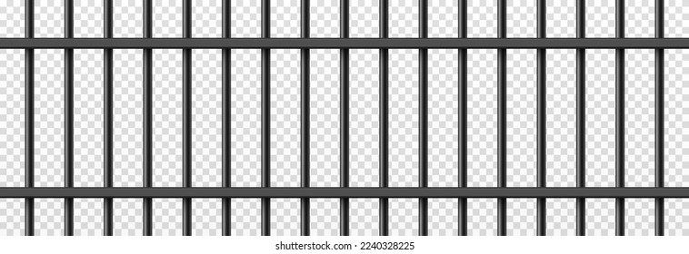 Vector prison cage on isolated transparent background. Iron fence png, iron bars png. Prison, crime, prisoner.