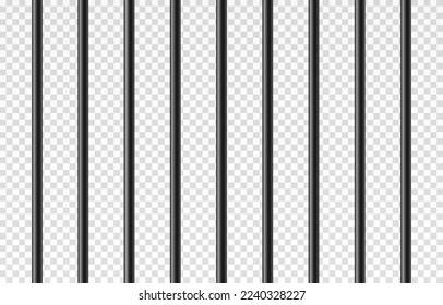 Vector prison cage on isolated transparent background. Iron fence png, iron bars png. Prison, crime, prisoner.