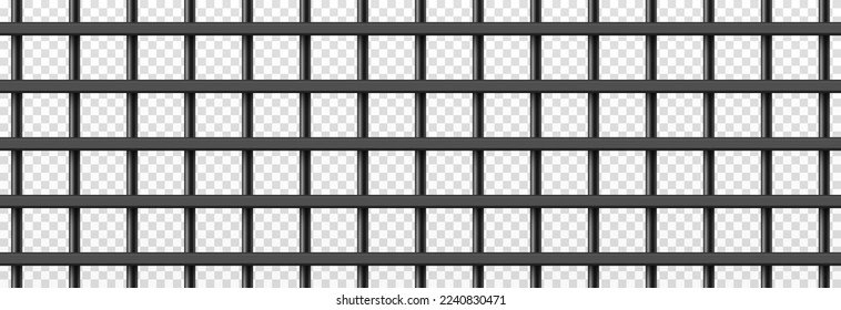 Vector prison cage on isolated transparent background. Iron fence png, iron bars png. Prison, crime, prisoner.