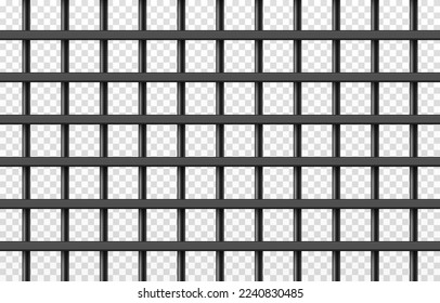 Vector prison cage on isolated transparent background. Iron fence png, iron bars png. Prison, crime, prisoner.