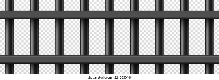 Vector prison cage on isolated transparent background. Iron fence png, iron bars png. Prison, crime, prisoner.