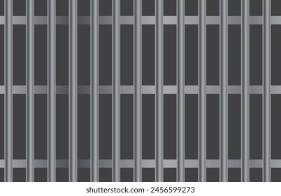 Vector jaula de la cárcel sobre un fondo negro aislado. Valla de hierro, barras de hierro . Prisión, crimen, prisionero.