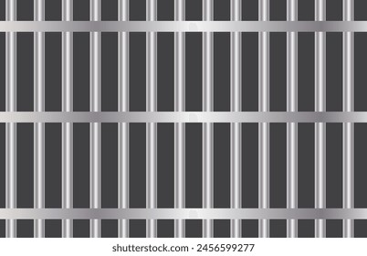 Vector jaula de la cárcel sobre un fondo negro aislado. Valla de hierro, barras de hierro . Prisión, crimen, prisionero.