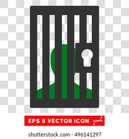 Vector Prison EPS vector pictogram. Illustration style is flat iconic bicolor green and gray symbol on a transparent background.