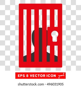 Vector Prison EPS vector pictograph. Illustration style is flat iconic bicolor gray and intensive red symbol on a transparent background.