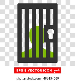 Vector Prison EPS vector pictograph. Illustration style is flat iconic bicolor eco green and gray symbol on a transparent background.