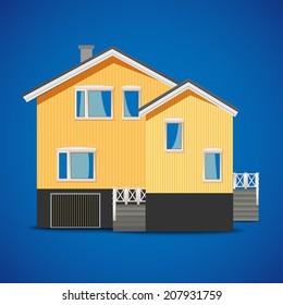 vector private house on a blue background