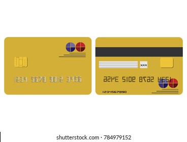 Vector privilege card golden credit card plastic front view and back view design realistic style isolated on white background. shopping online concept.