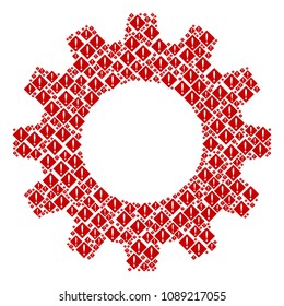 Vector problem icons are united into cogwheel composition. Equipment design concept constructed of problem icons.