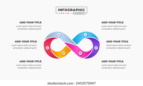 Vector process infinity infographic presentation design template with 6 steps or options