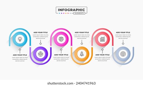 Vector process infographic design template with icons and six options or steps