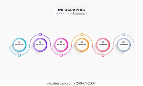 Vector process infographic design template with icons and six options or steps