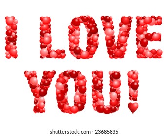 Vector proclamation of love in red balloons