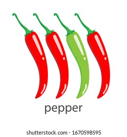 Icono de producto vectorial de pimienta picante. El producto es un pimiento picante rojo y verde afilado vegetal. Ilustración de los alimentos