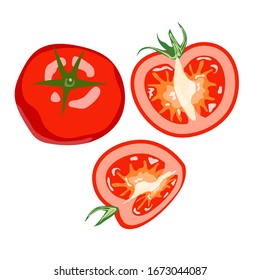 Vector product icon set of  tomato. The product is a vegetable sharp red. Illustration of food