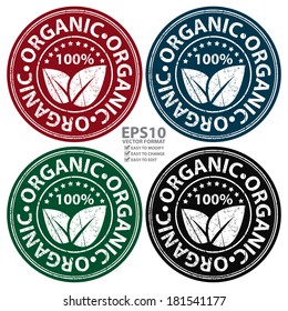 Vector : Product Information Material or Ingredient, Circle 100 Percent Organic Sticker, Rubber Stamp, Icon, Tag or Label Isolated on White Background