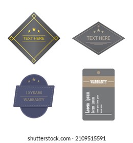 Vector product label sticker, dark color business and marketing promotion and warranty white background