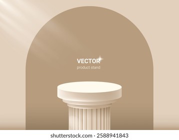 Vector product stand. 3d render mock up. Doric greek  columns podiums for advertising a product.