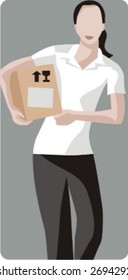 Vector profession series. Delivery woman.